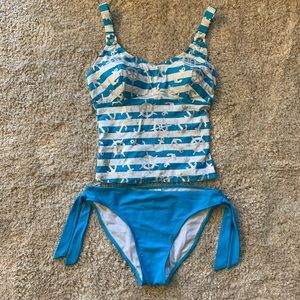 Castaways two piece swimsuit anchor & wheel stripe